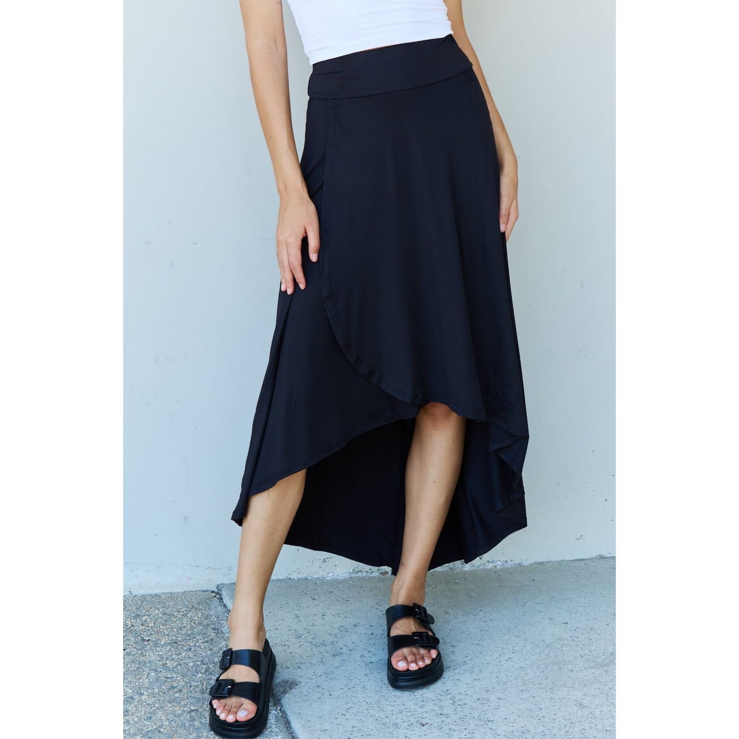 Ninexis First Choice High Waisted Flare Maxi Skirt in Black