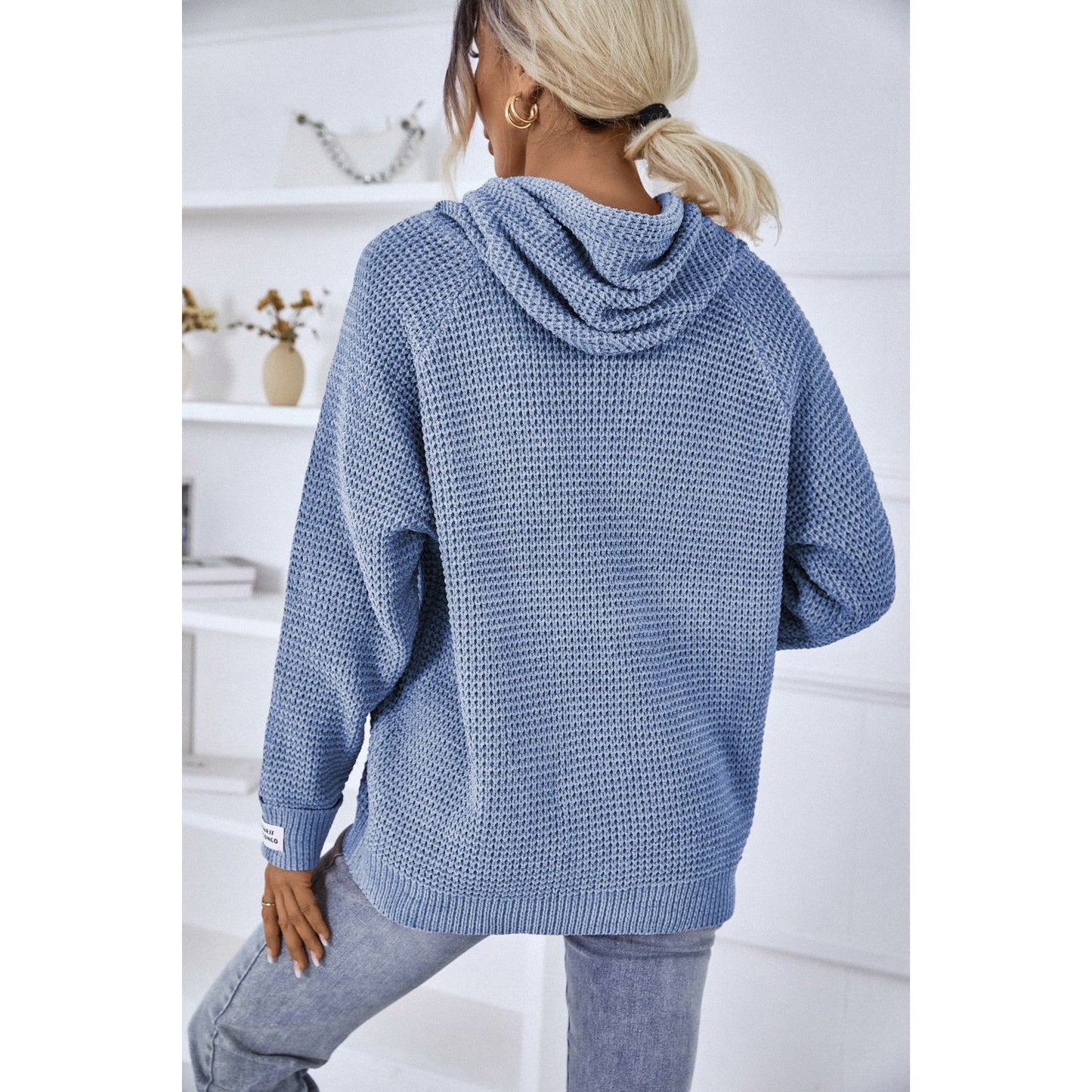 Drawstring Long Sleeve Hooded Sweater