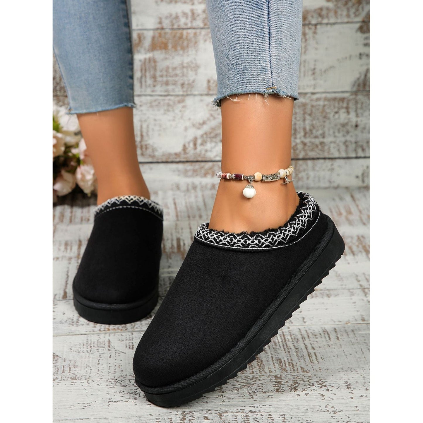 Round Toe Platform Slippers