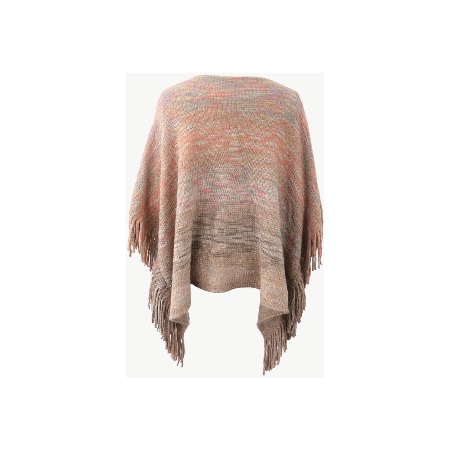 Round Neck Fringe Detail Poncho