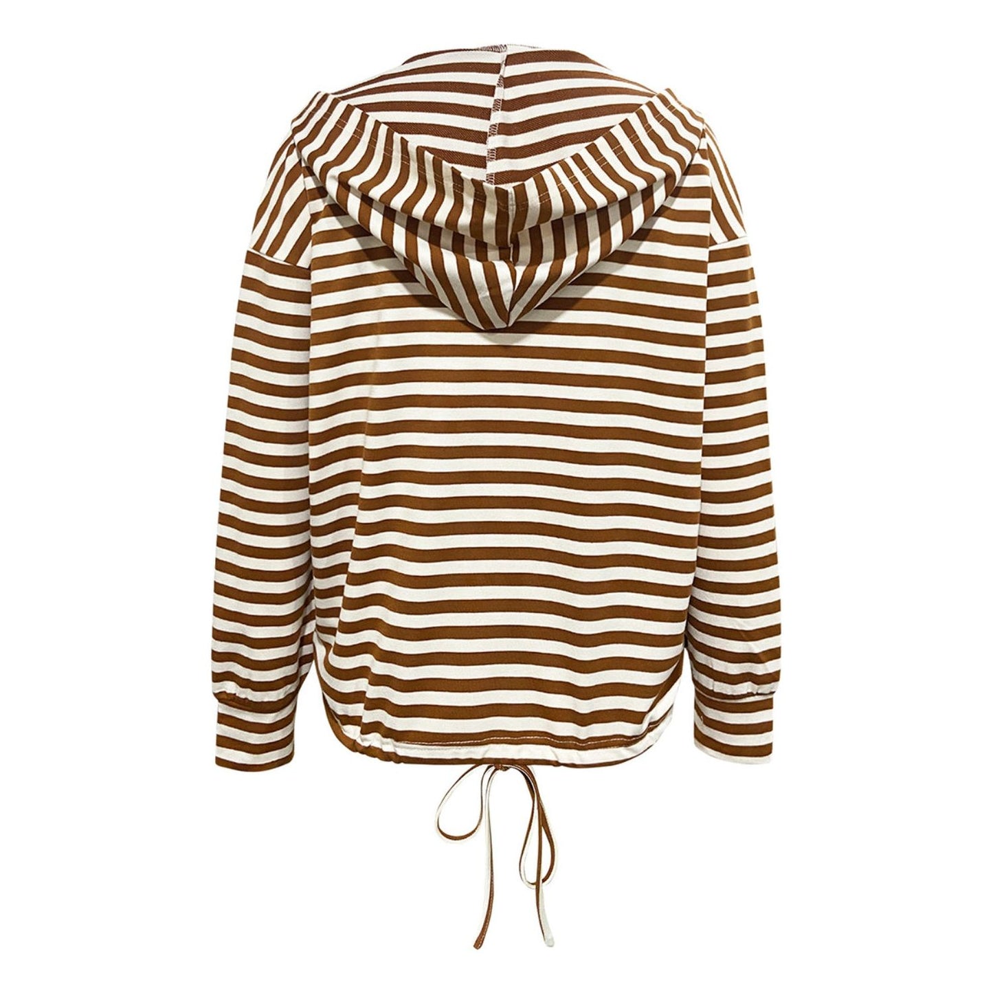 Drawstring Striped Long Sleeve Hoodie