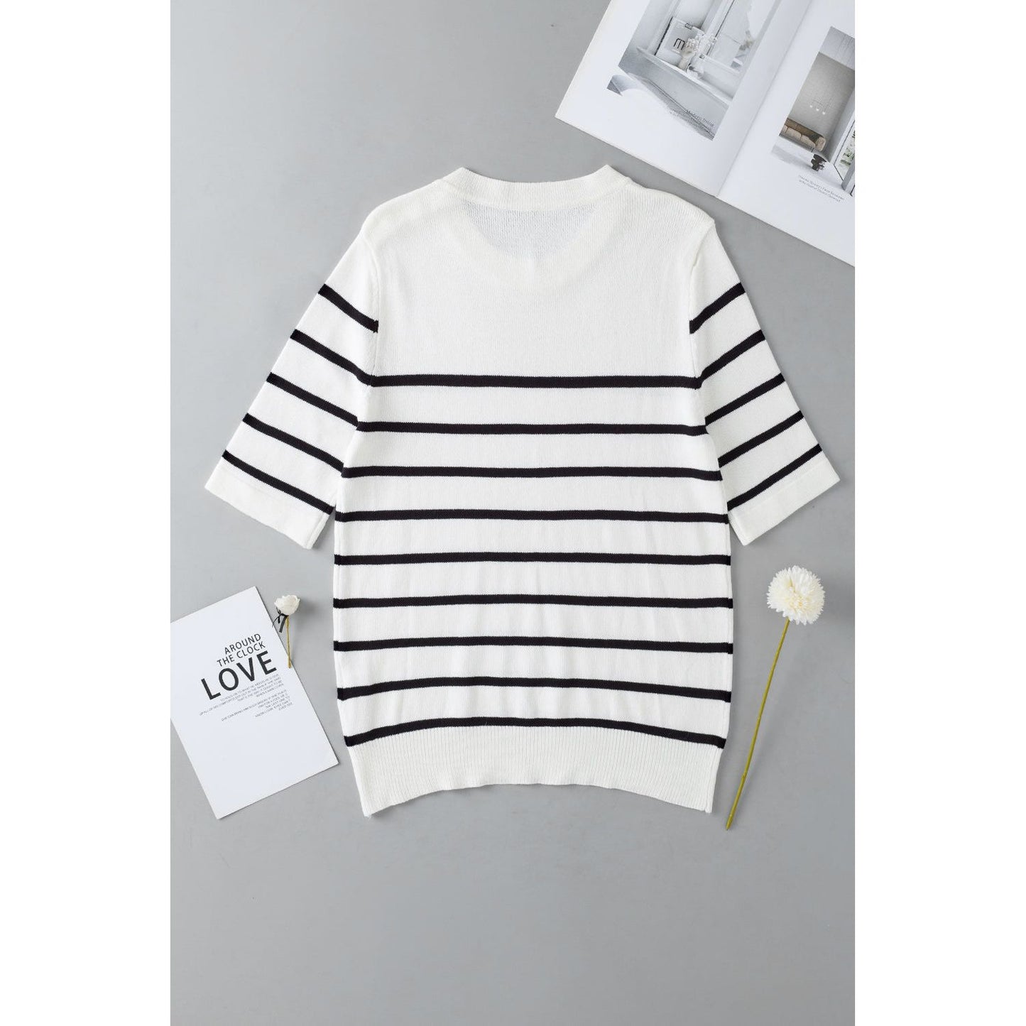 Round Neck Half Sleeve Knit Top