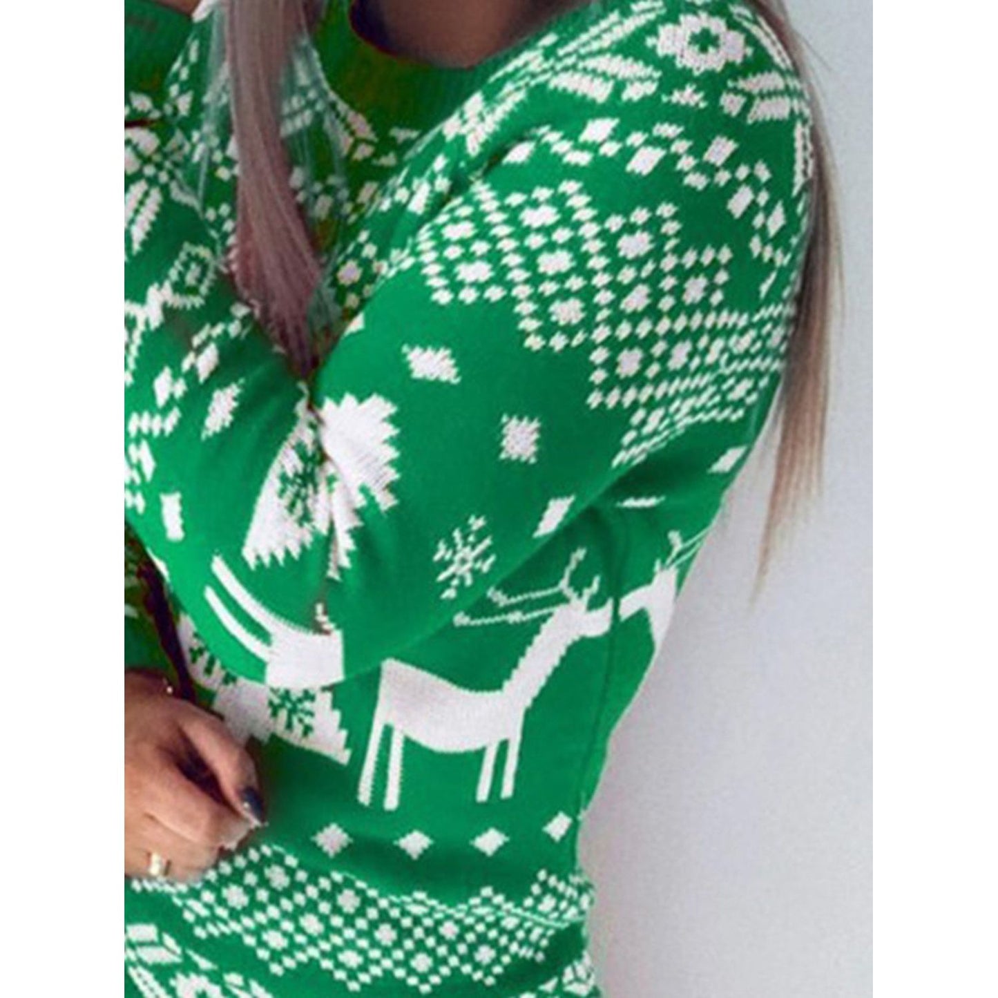 Christmas Element Round Neck Mini Sweater Dress