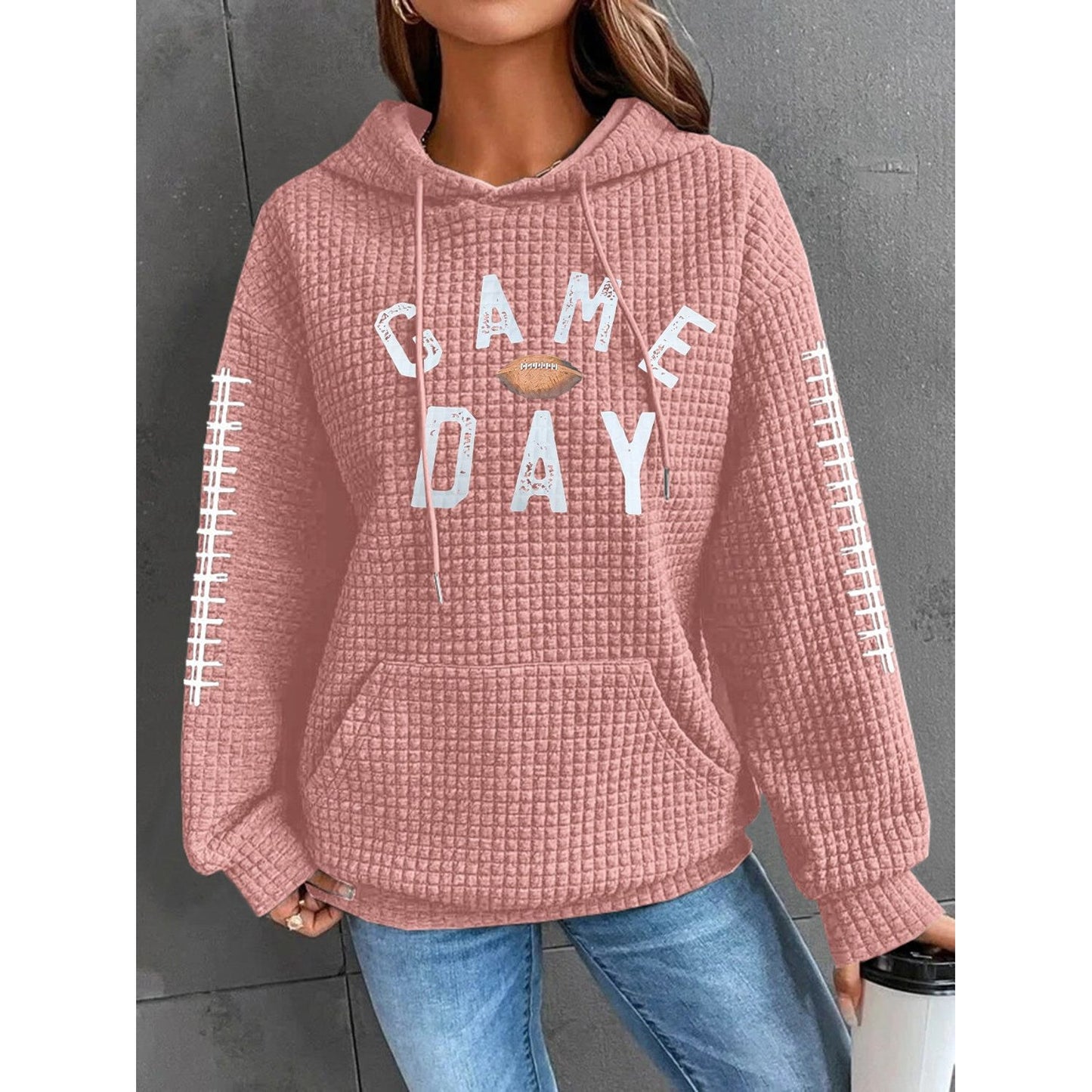 GAME DAY Football Drawstring Long Sleeve Hoodie