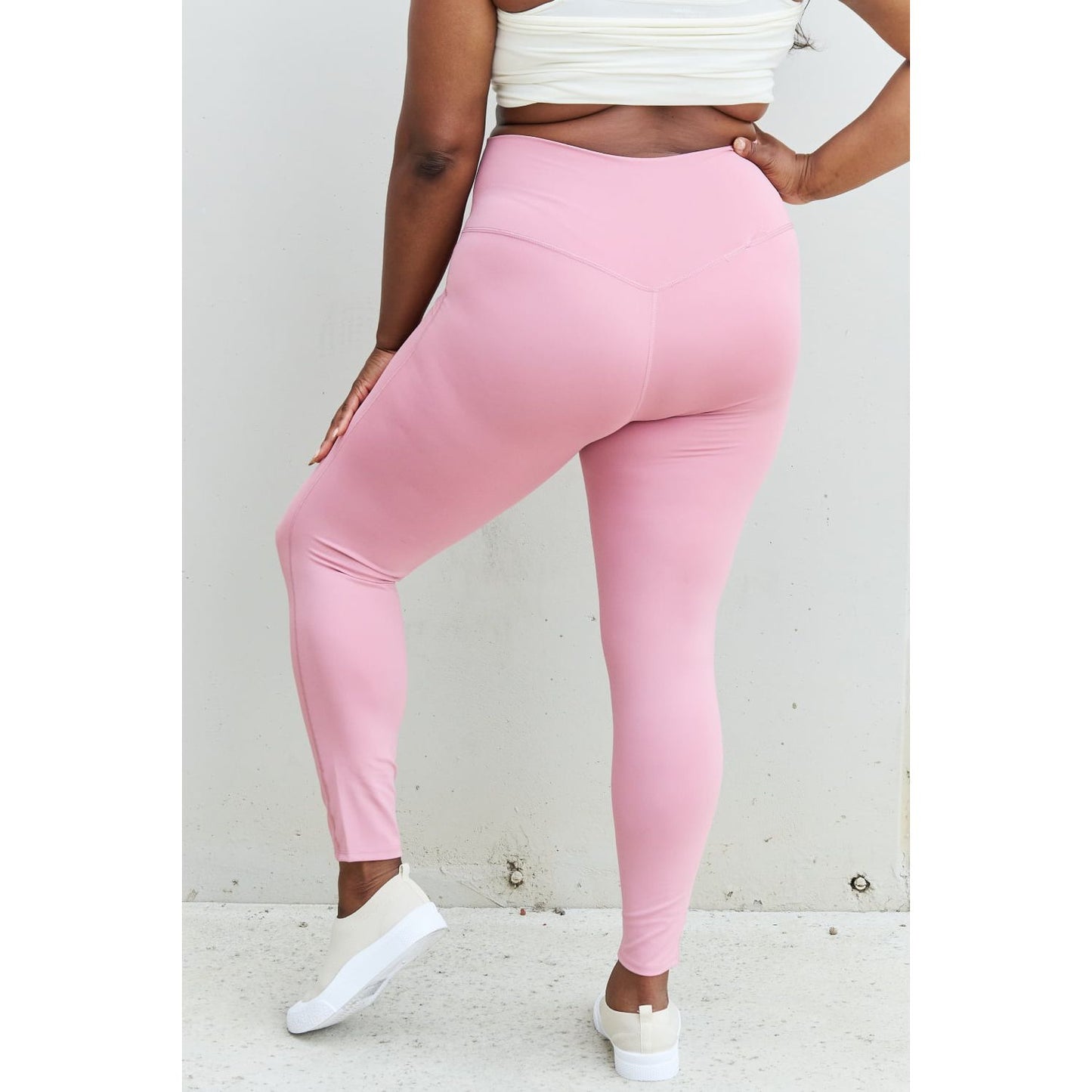 Zenana Fit For You Full Size High Waist Active Leggings in Light Rose