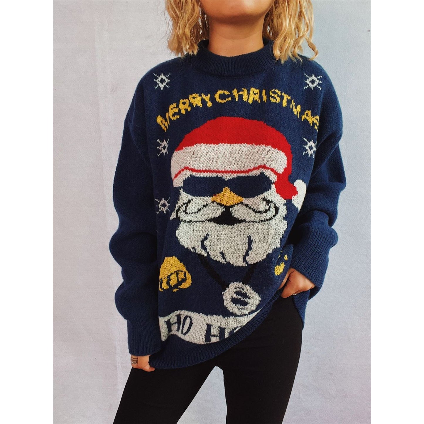 Santa Round Neck Long Sleeve Sweater