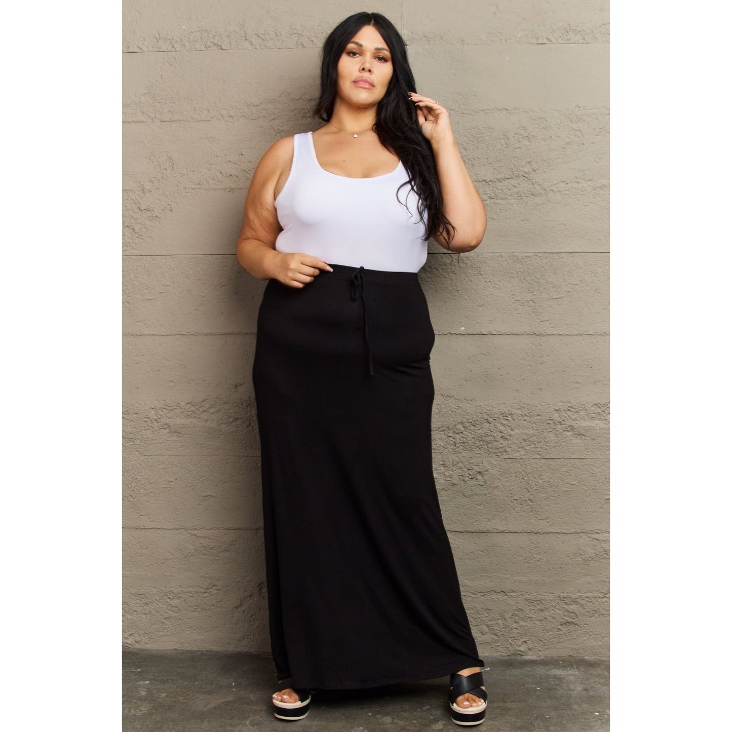 Culture Code For The Day Full Size Flare Maxi Skirt in Black