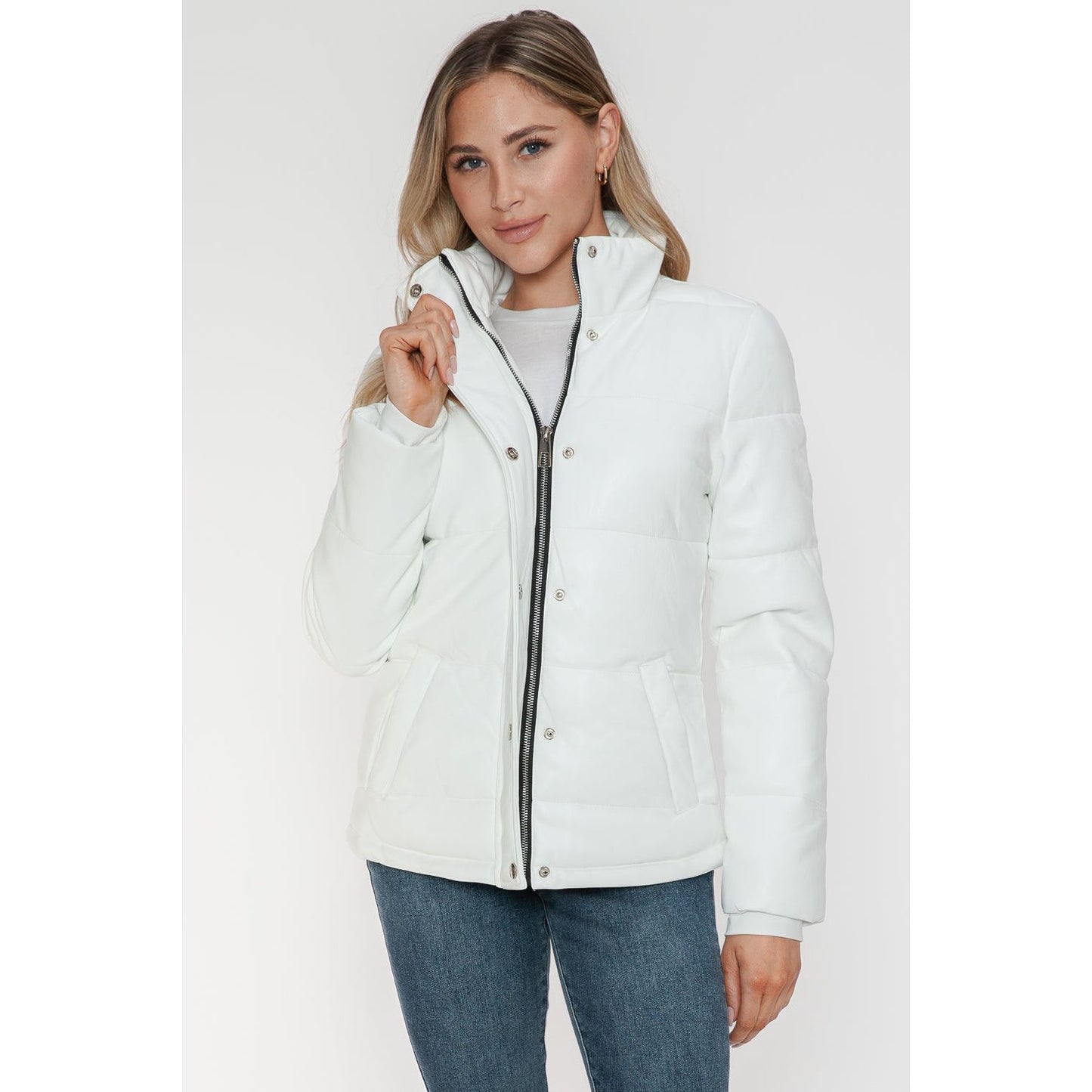 YMI Pocketed Zip Up Turtleneck Puffer Jacket