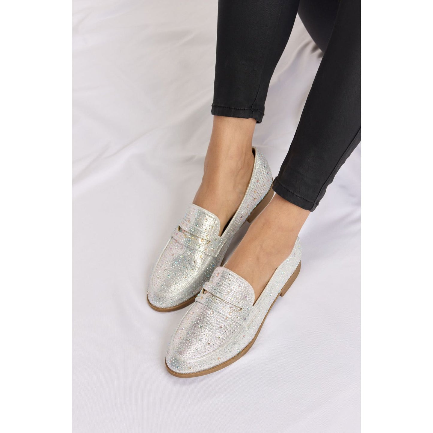 Forever Link Rhinestone Point Toe Loafers