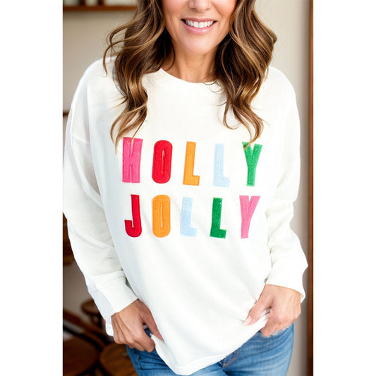 HOLLY JOLLY Round Neck Long Sleeve Top