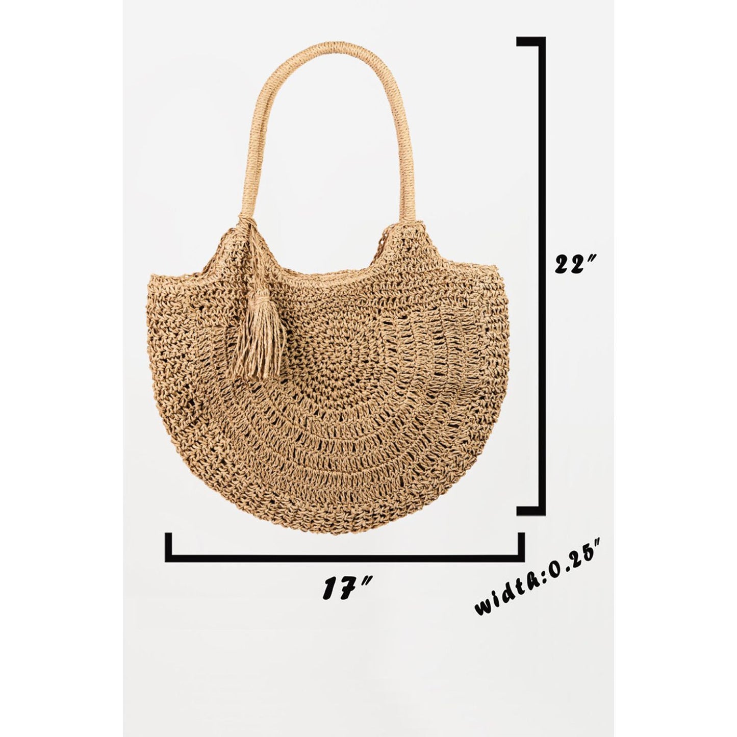 Fame Straw Braided Tote Bag with Tassel