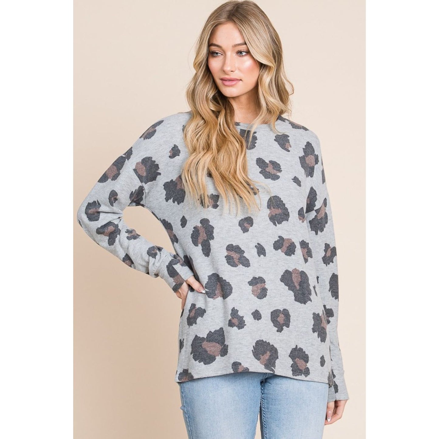 BOMBOM Leopard Drop Shoulder T-Shirt