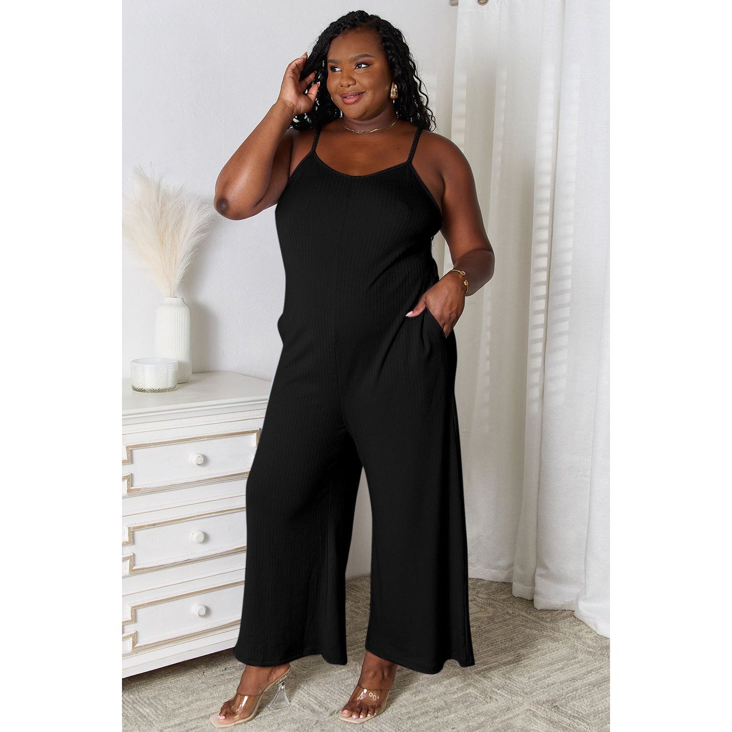 Basic Bae Full Size Spaghetti Strap V-Neck Jumpsuit