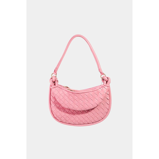 Fame PU Leather Basket Weave Half Moon Bag