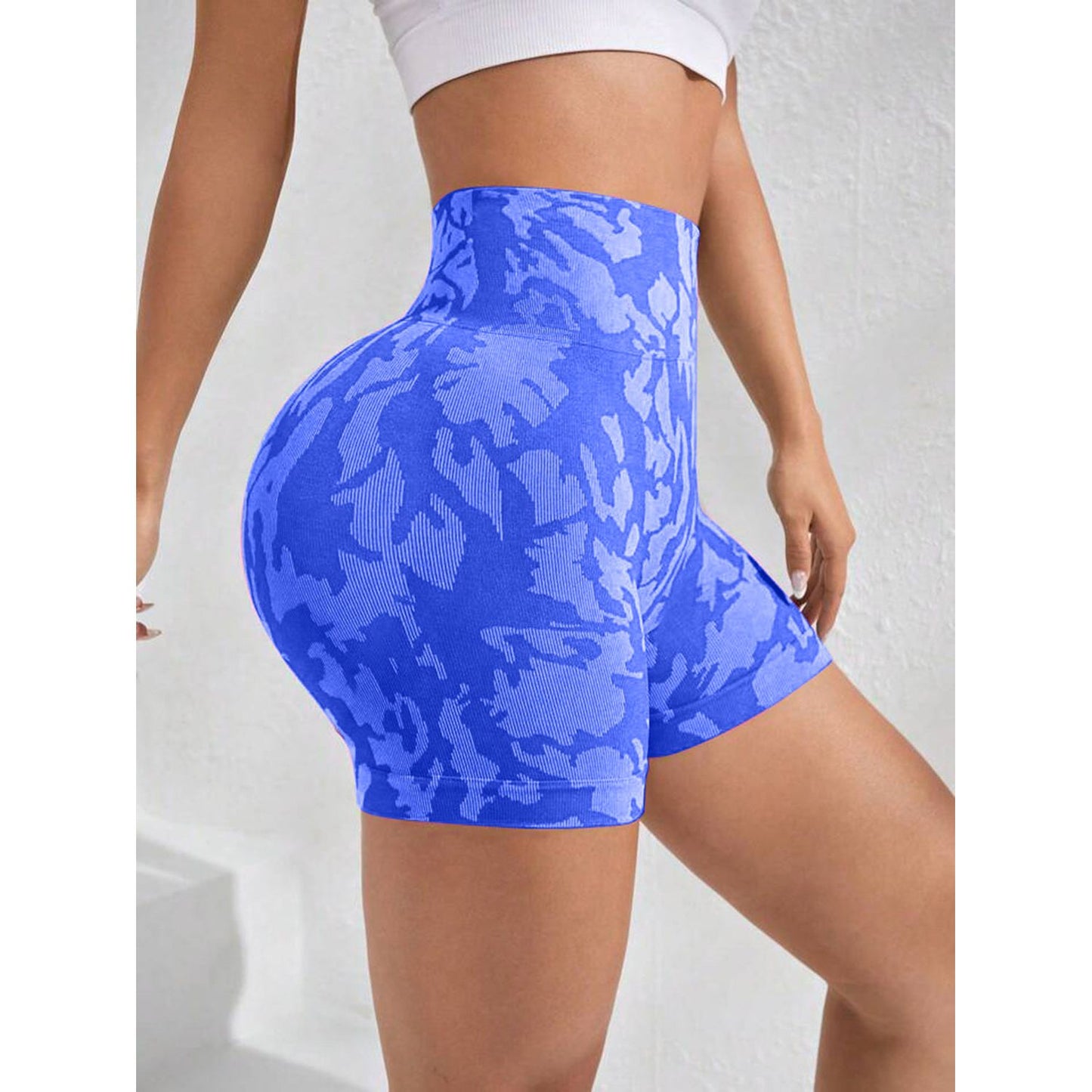 Printed High Waist Active Shorts