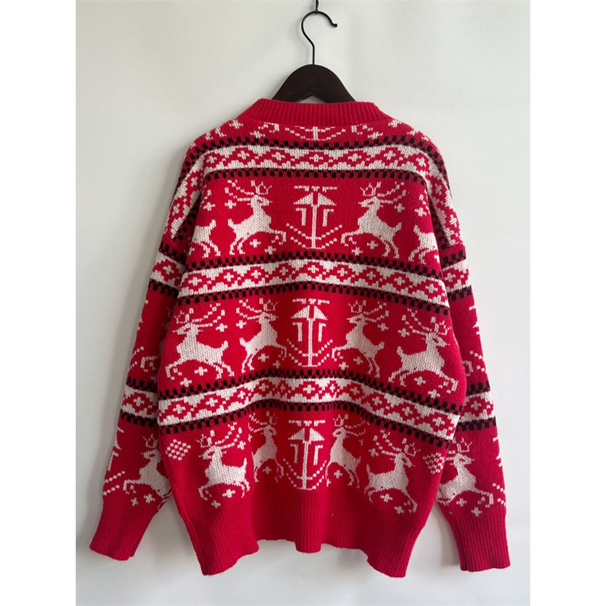 Christmas Element Dropped Shoulder  Sweater