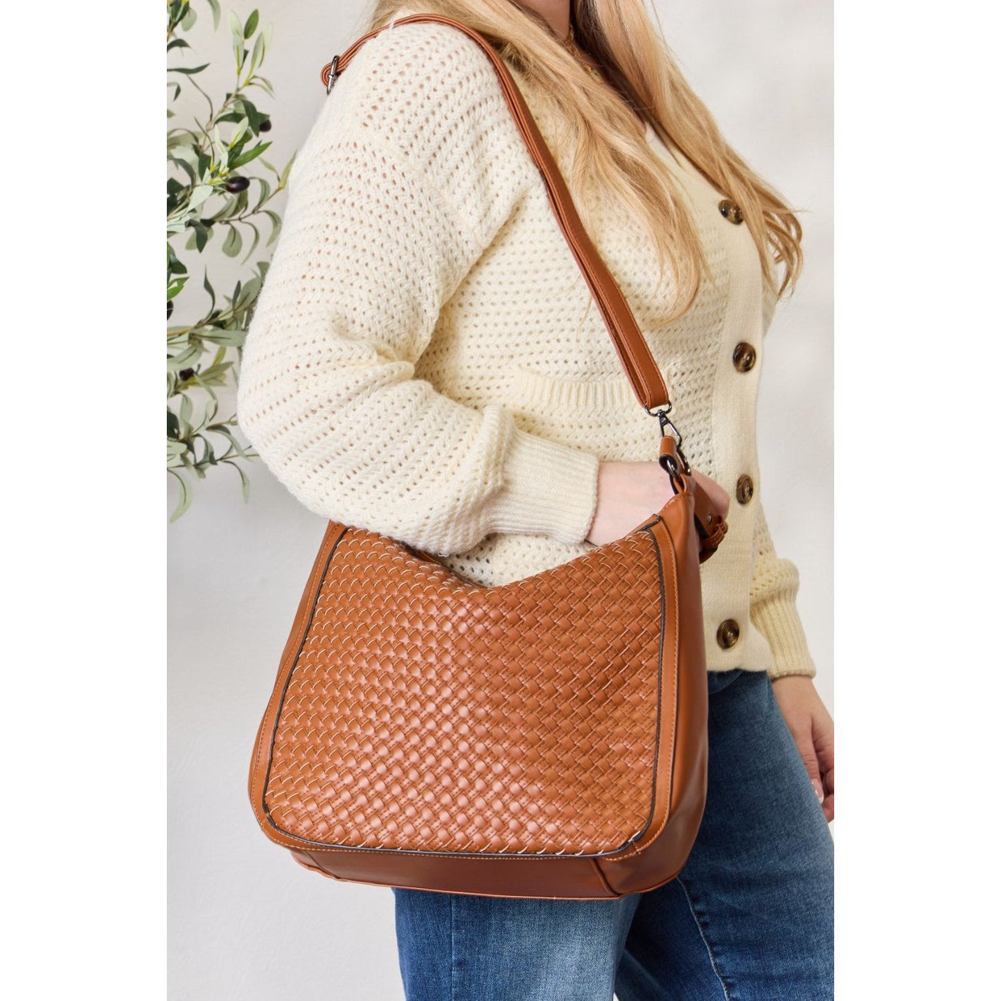 SHOMICO Weaved Vegan Leather Handbag