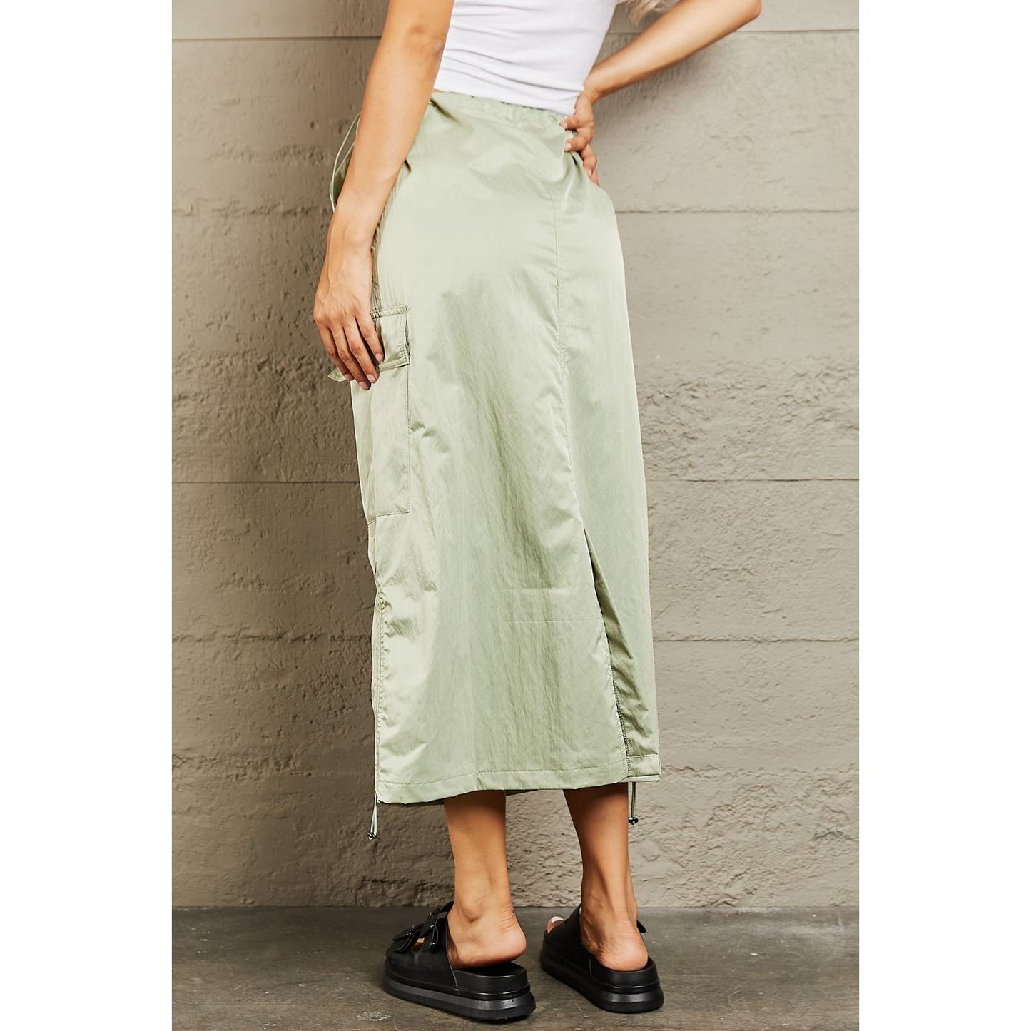 HYFVE Just In Time High Waisted Cargo Midi Skirt