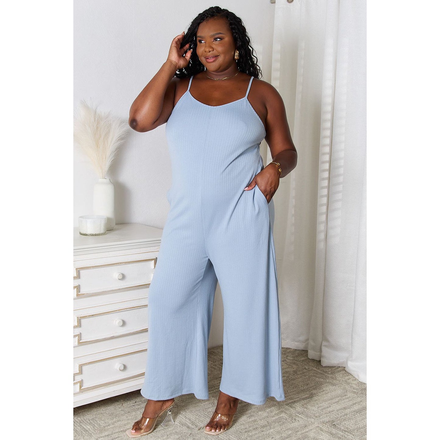 Basic Bae Full Size Spaghetti Strap V-Neck Jumpsuit