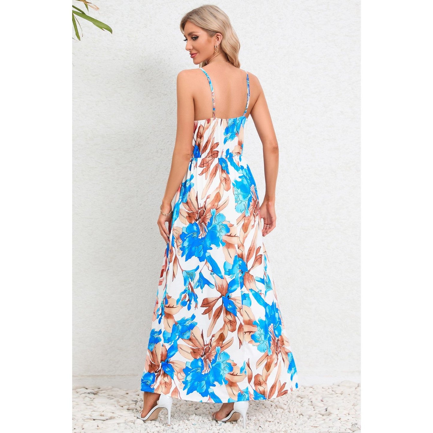 Printed Surplice Maxi Cami Dress