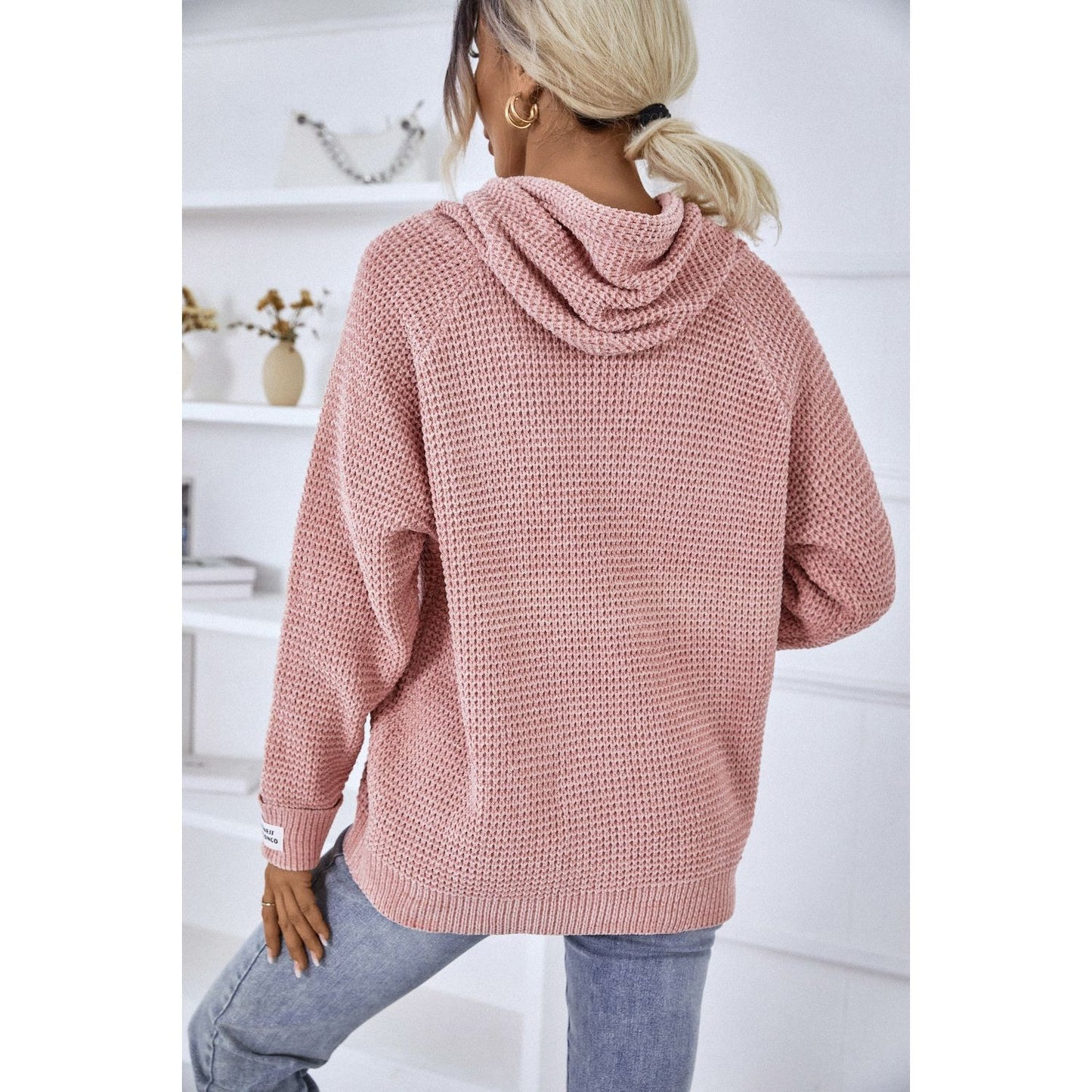 Drawstring Long Sleeve Hooded Sweater