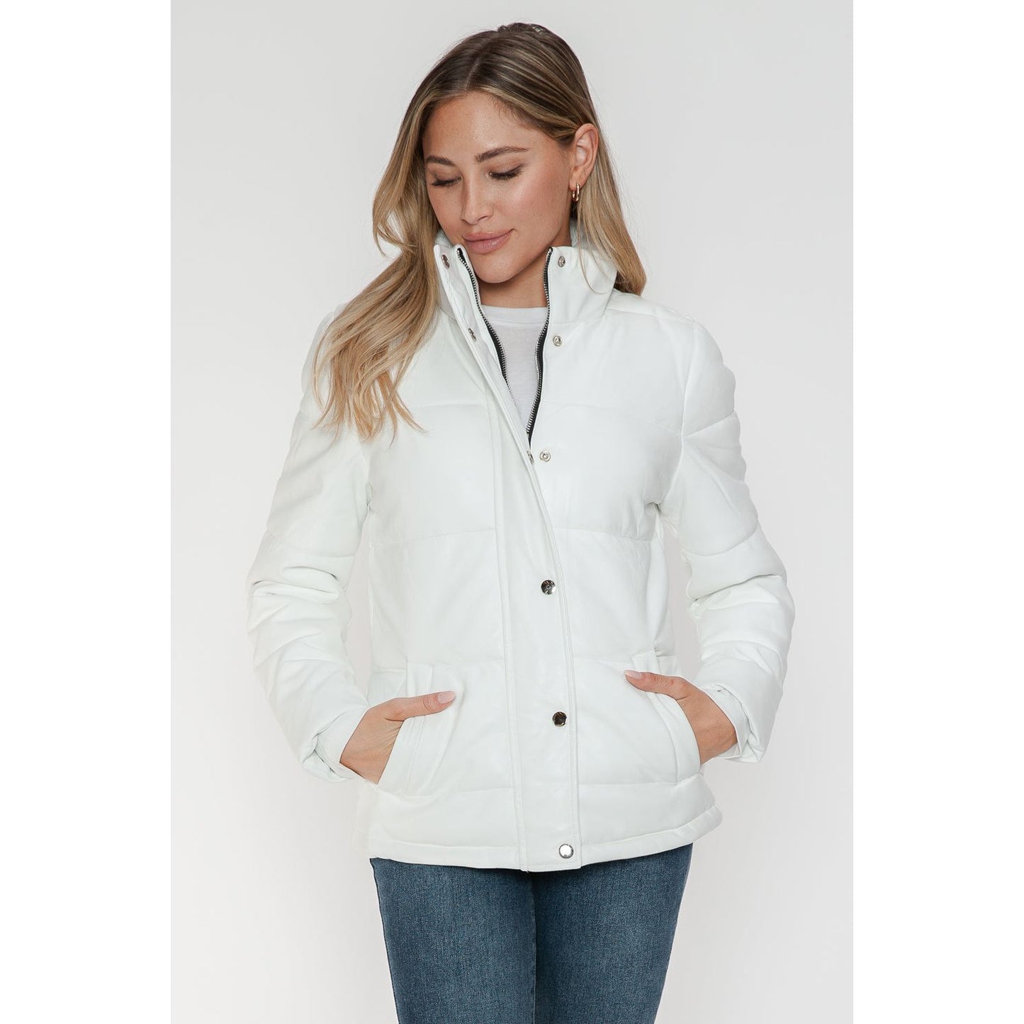 YMI Pocketed Zip Up Turtleneck Puffer Jacket