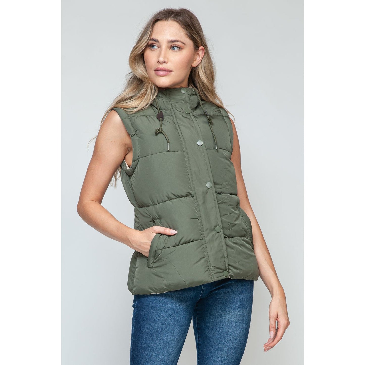 Snobbish Snap and Zip Closure Hooded Vest