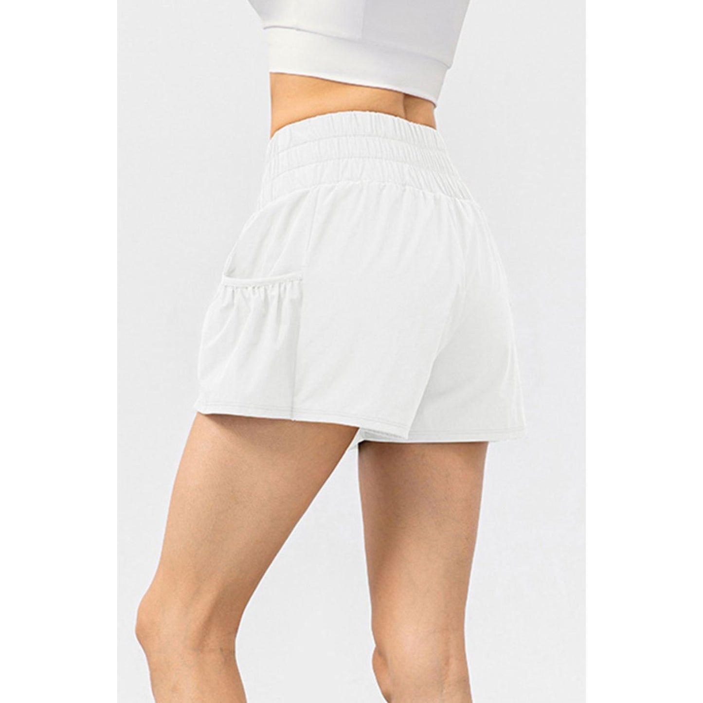 Elastic Waist Pocketed Active Shorts