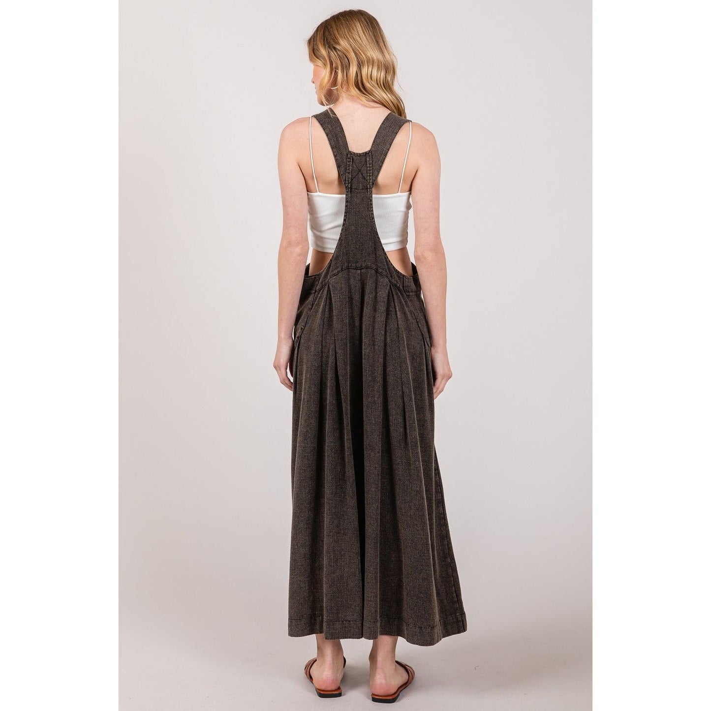 SAGE + FIG Full Size Wide Strap Wide Leg Overalls