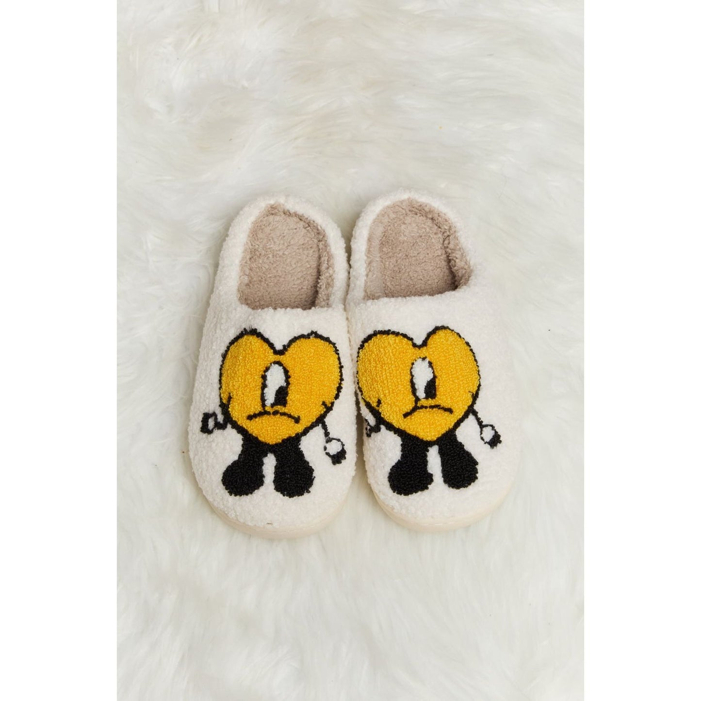 Melody Love Heart Print Plush Slippers