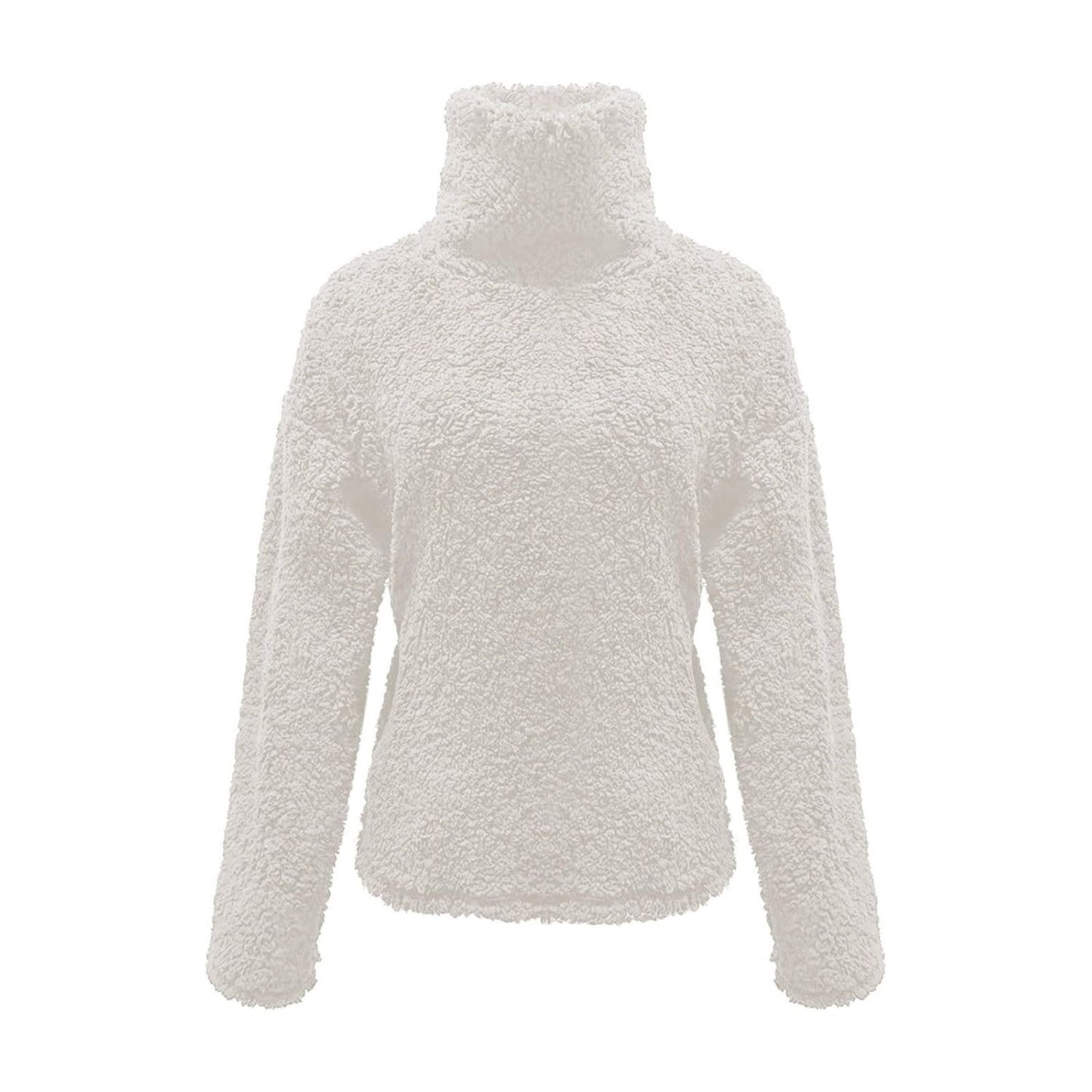 Fuzzy Turtleneck Long Sleeve Sweatshirt