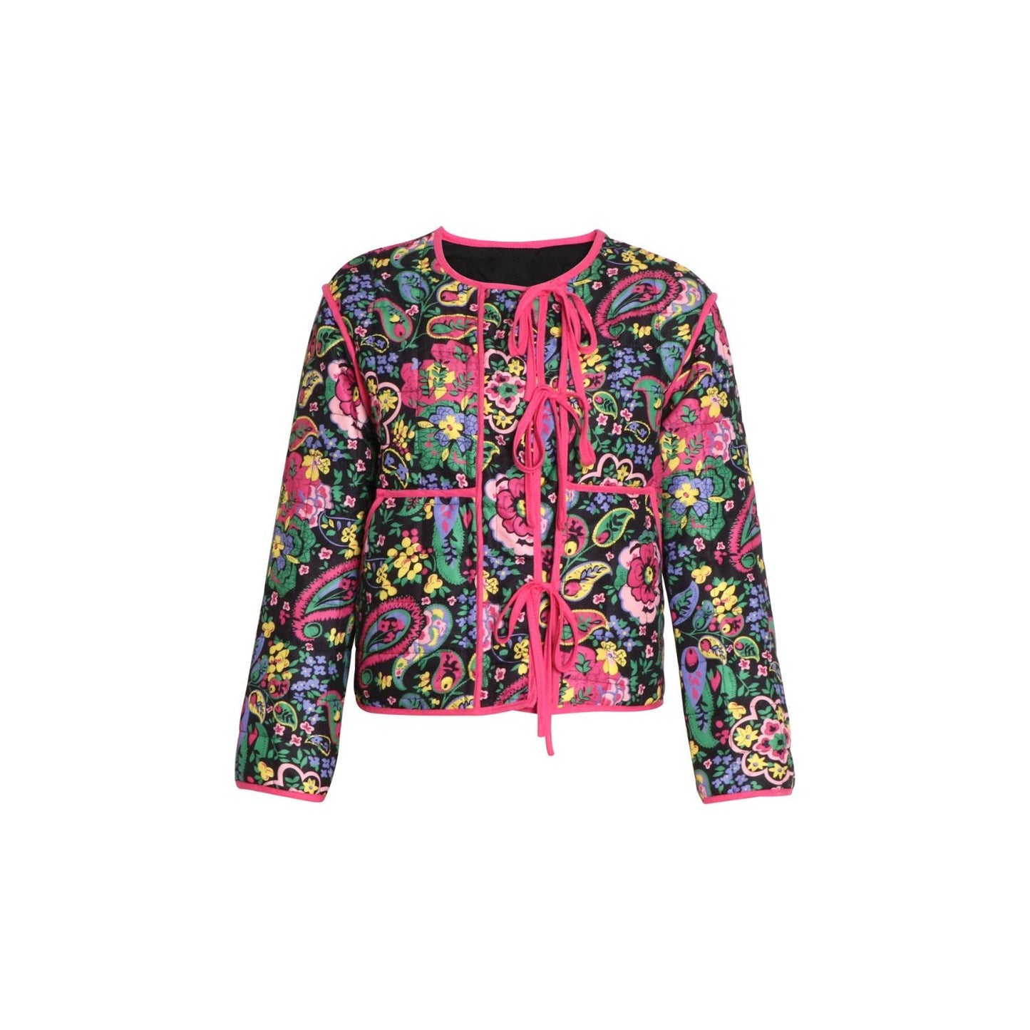 Tied Printeded Long Sleeve Jacket