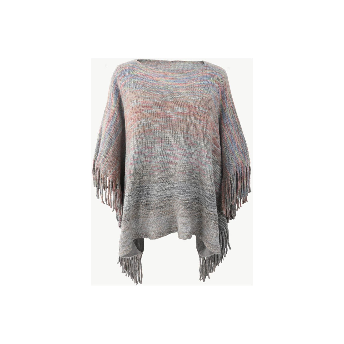 Round Neck Fringe Detail Poncho