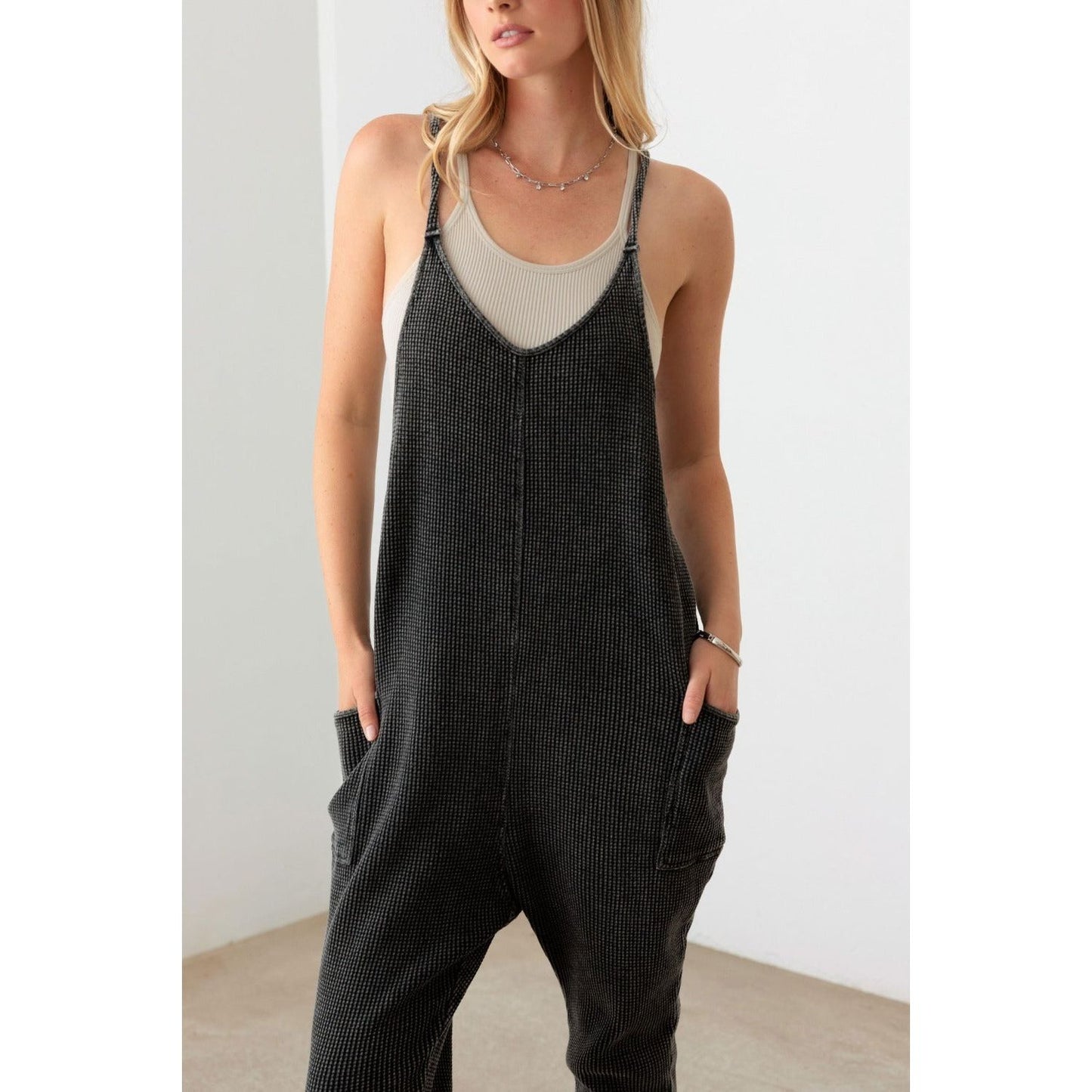 Le Lis Waffle Knit Side Pocket Jumpsuit