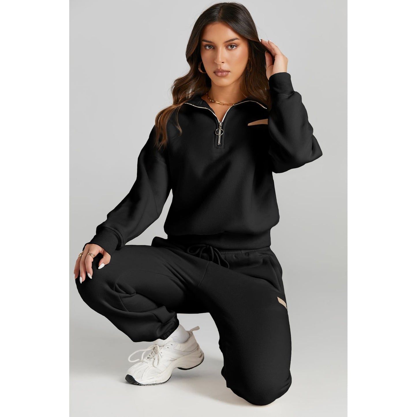 Quarter Zip Top and Drawstring Pants Active Set