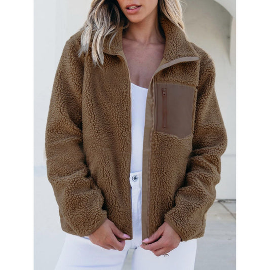 Zip Up Long Sleeve Plush Jacket