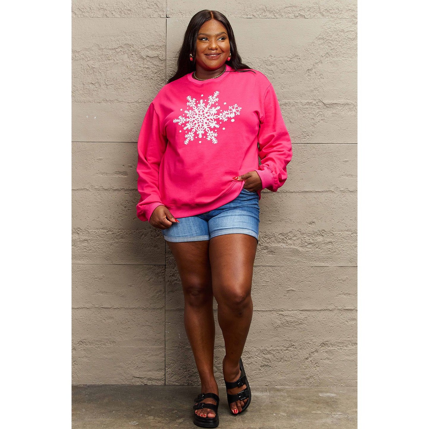 Simply Love Full Size Snowflake Graphic Sweatshirt