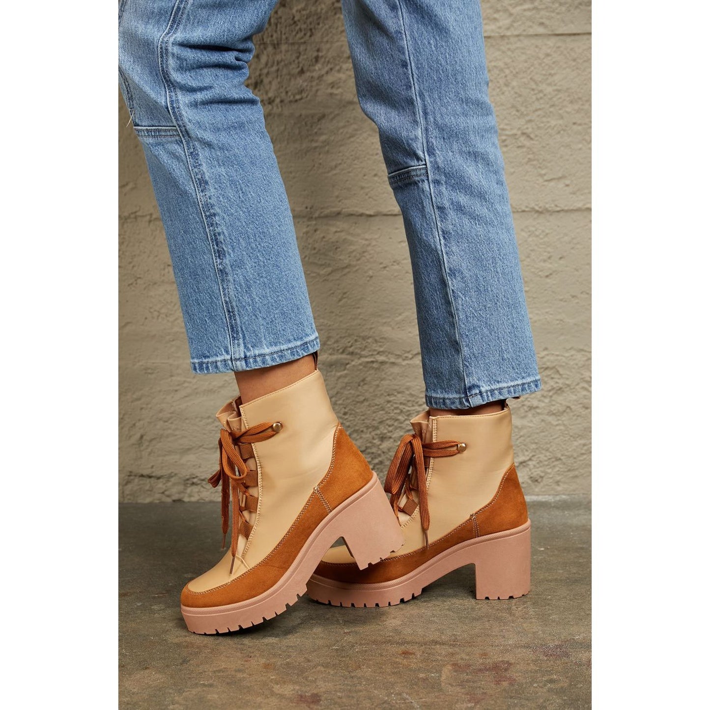 East Lion Corp Lace Up Lug Booties