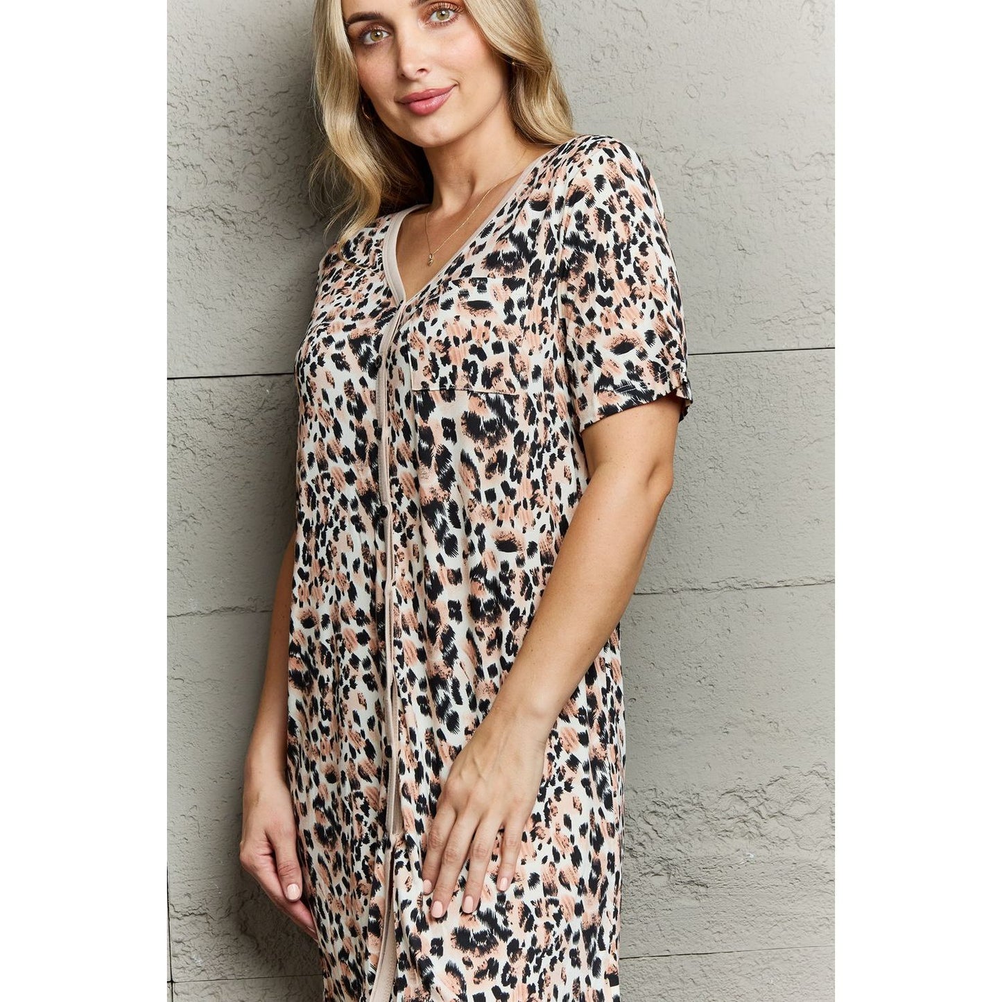 MOON NITE Quilted Quivers Button Down Sleepwear Dress