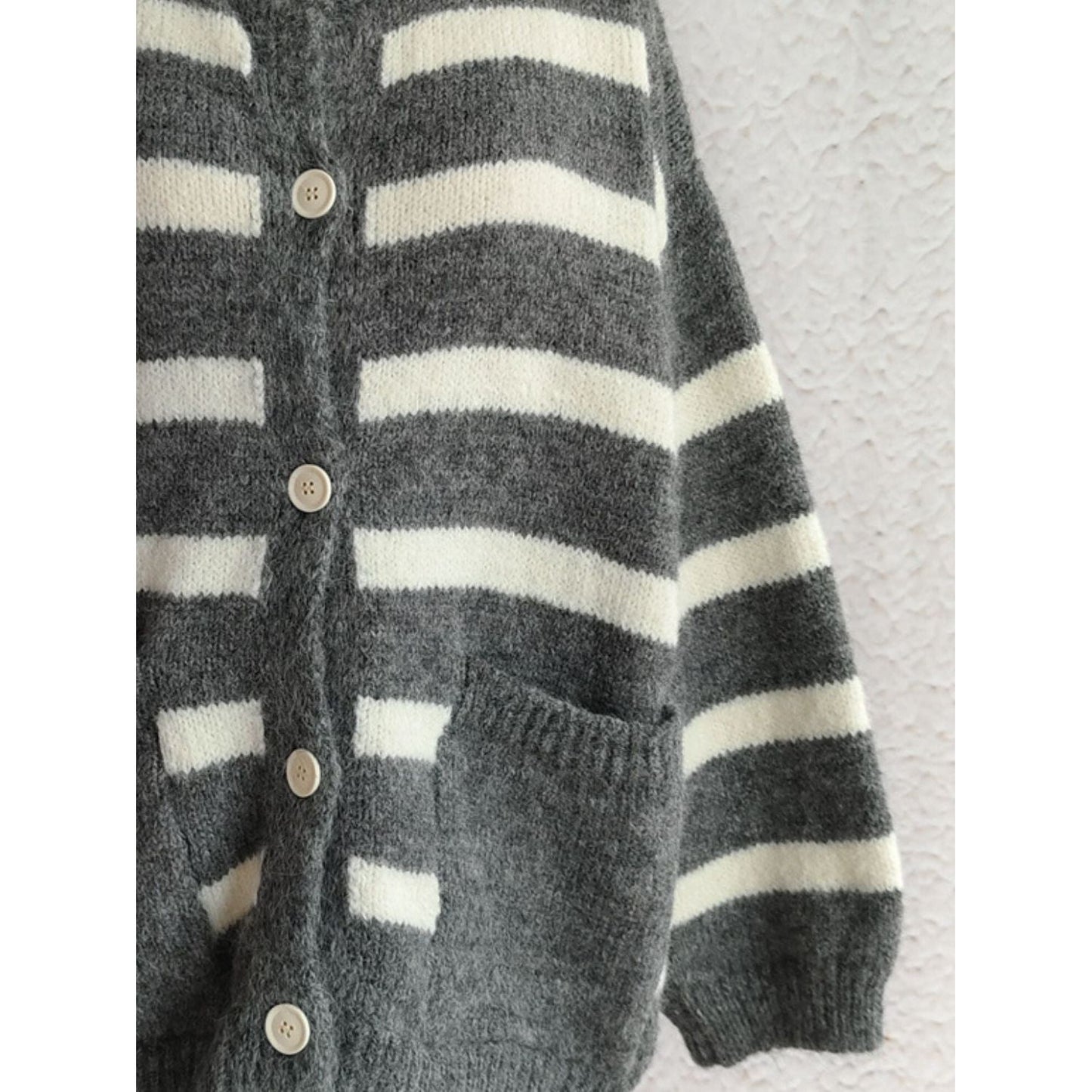 Striped Button Down Long Sleeve Cardigan