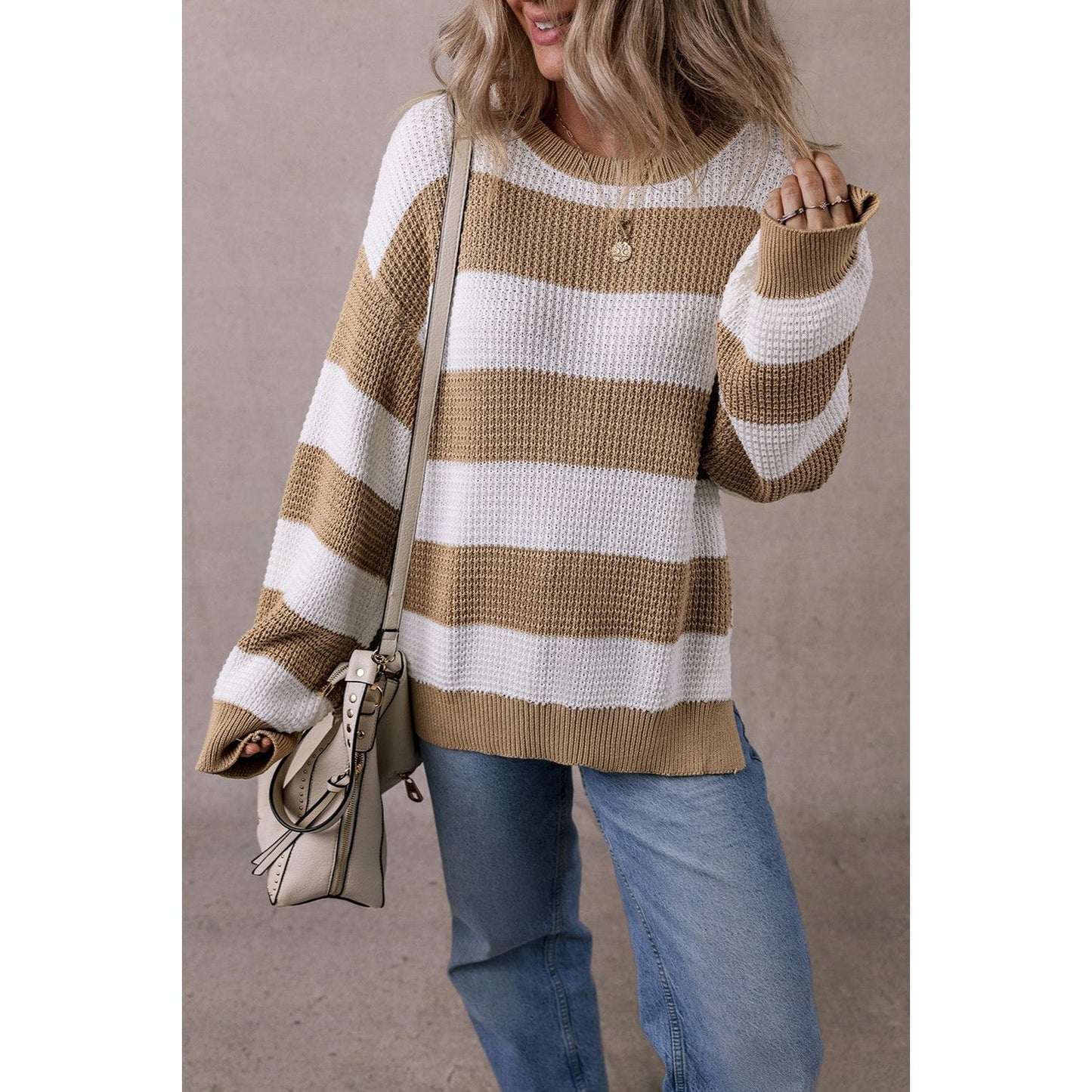 Color Block Round Neck Sweater