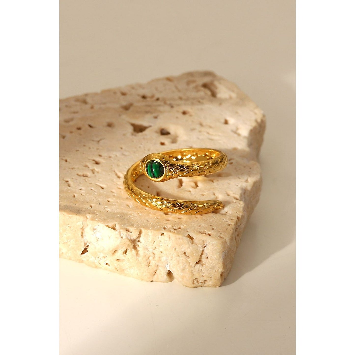 Snake Charmer Malachite Snake-Shaped Bypass Ring