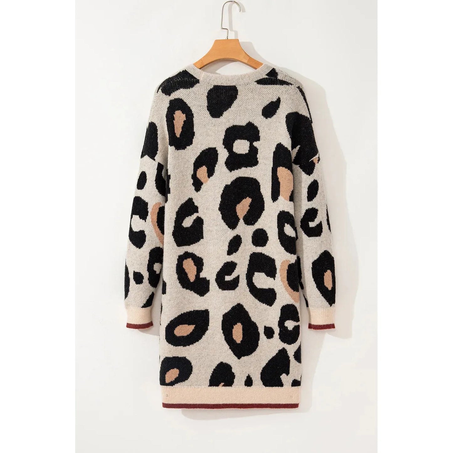 Leopard Open Front Long Sleeve Cardigan