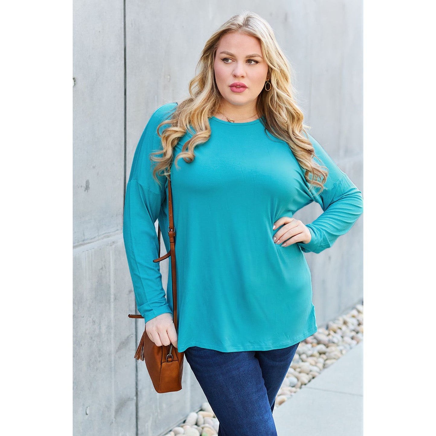 Basic Bae Full Size Round Neck Dropped Shoulder T-Shirt