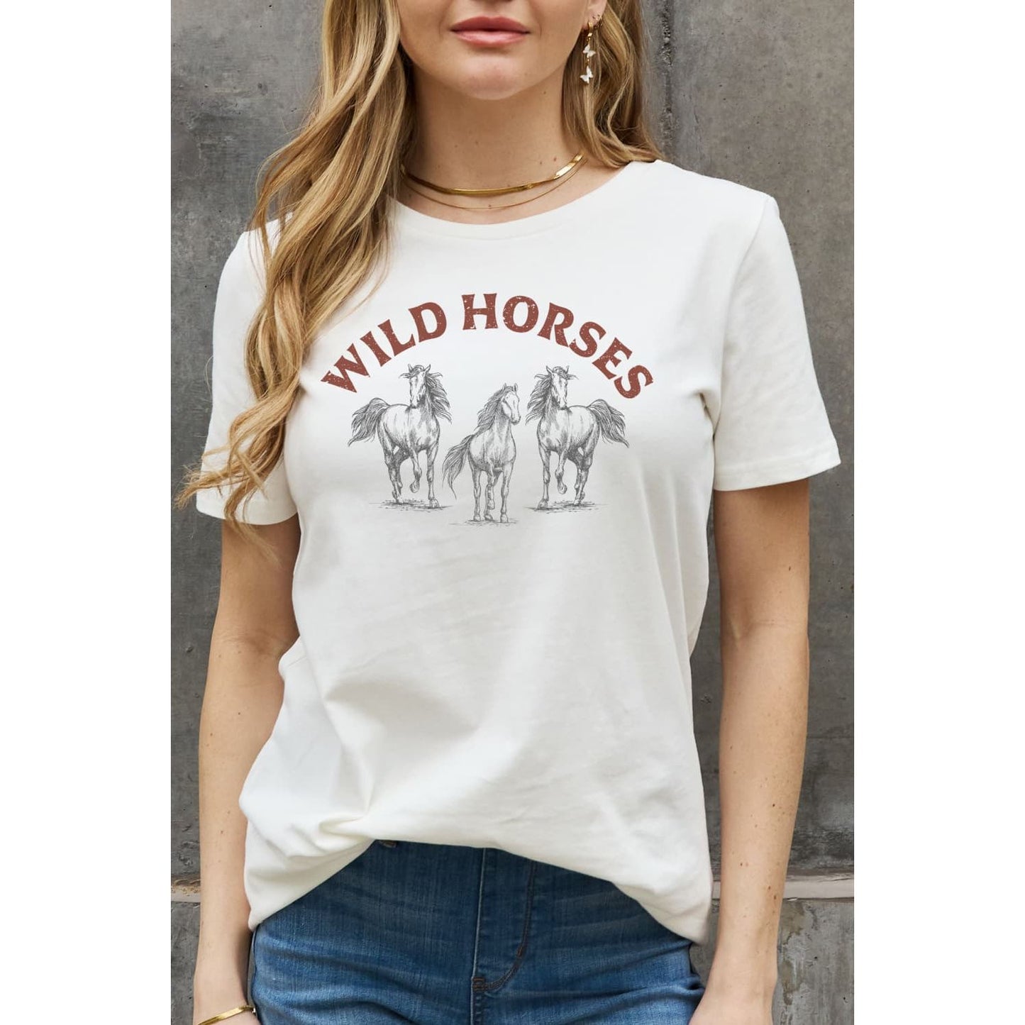 Simply Love WILD HORSES Graphic Cotton T-Shirt