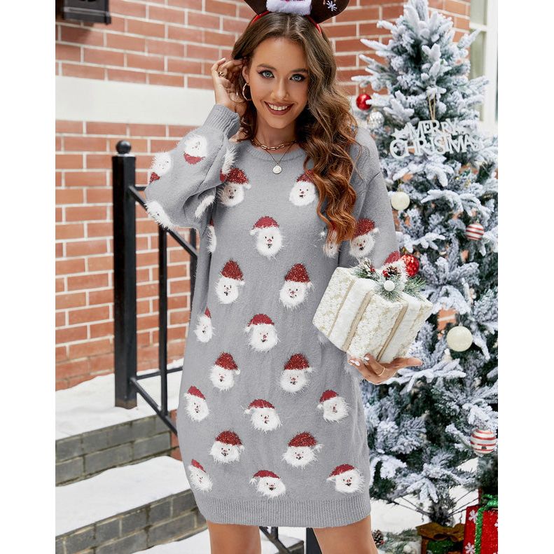 Round Neck Dropped Shoulder Sweater Dress