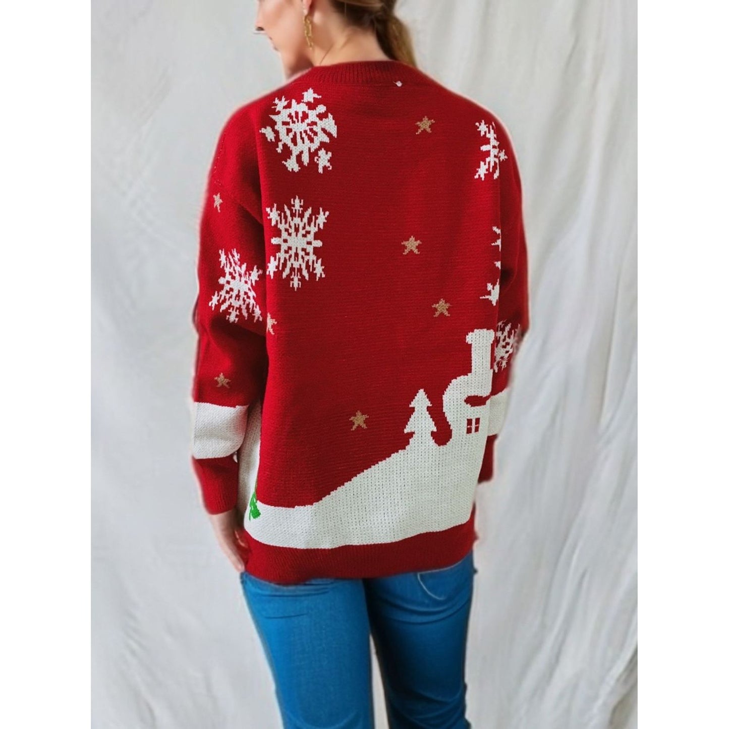 Gingersnap Round Neck Long Sleeve Sweater