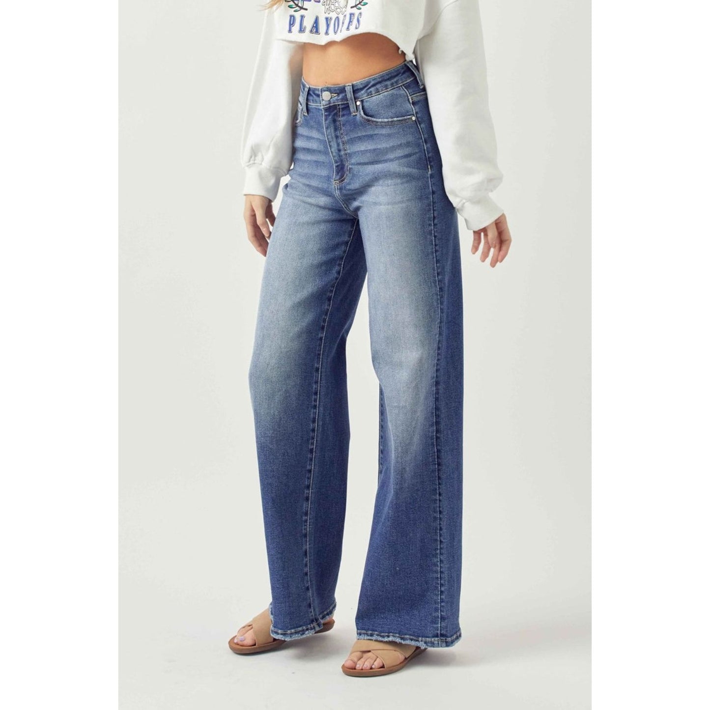 Risen Full Size High Rise Wide Leg Jeans