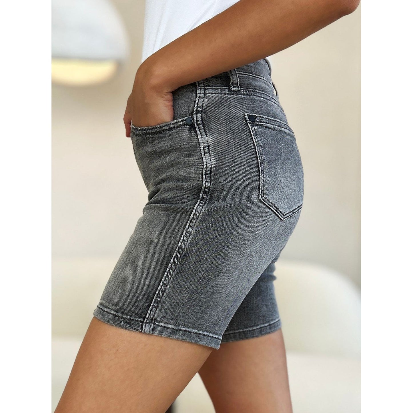 Judy Blue Full Size High Waist Washed Denim Shorts