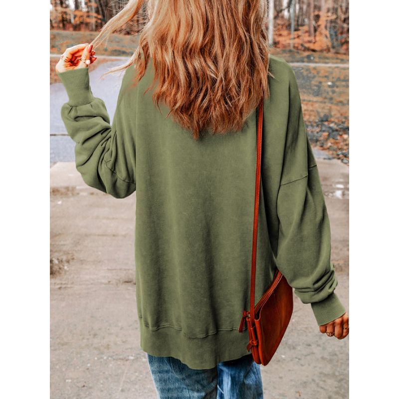 MERRY Side Slit Long Sleeve Sweatshirt